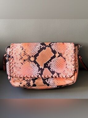 Cole Haan Peach snakeskin Crossbody - excellent